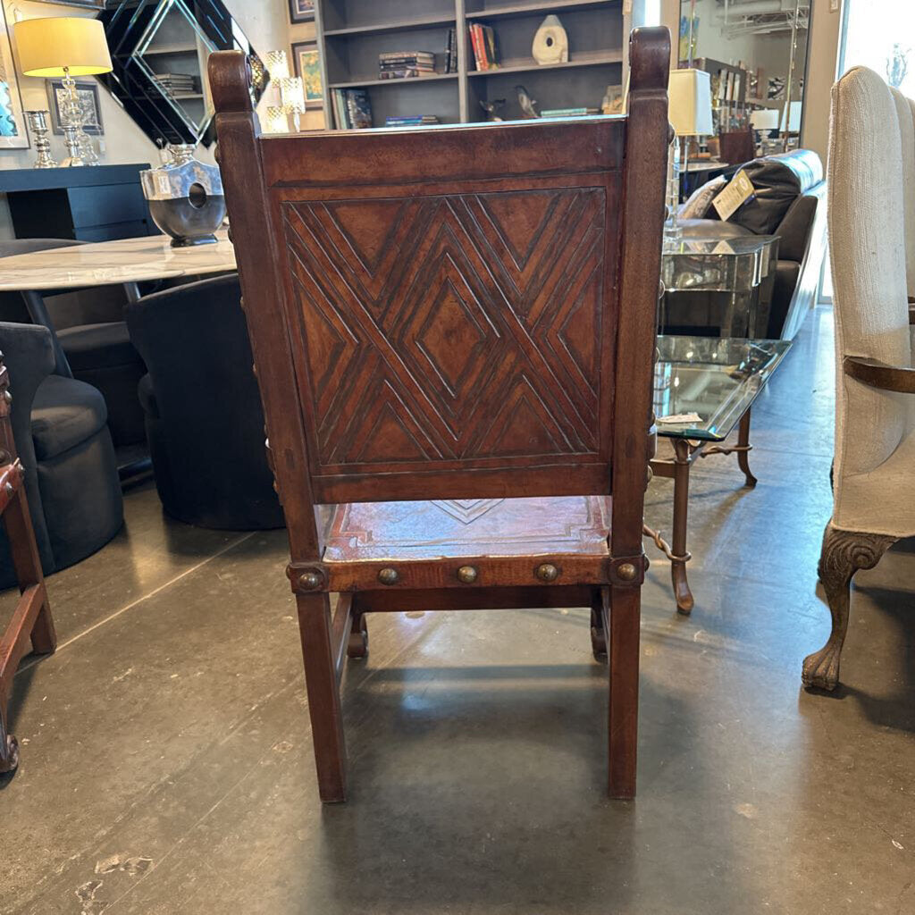 Spanish Colonial Embossed Arm Chairs - Pair - 25X24X47H