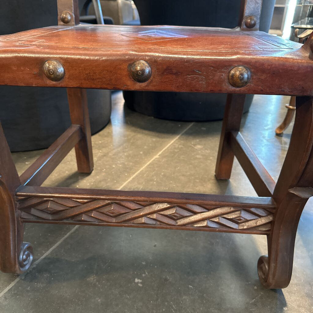 Spanish Colonial Embossed Arm Chairs - Pair - 25X24X47H