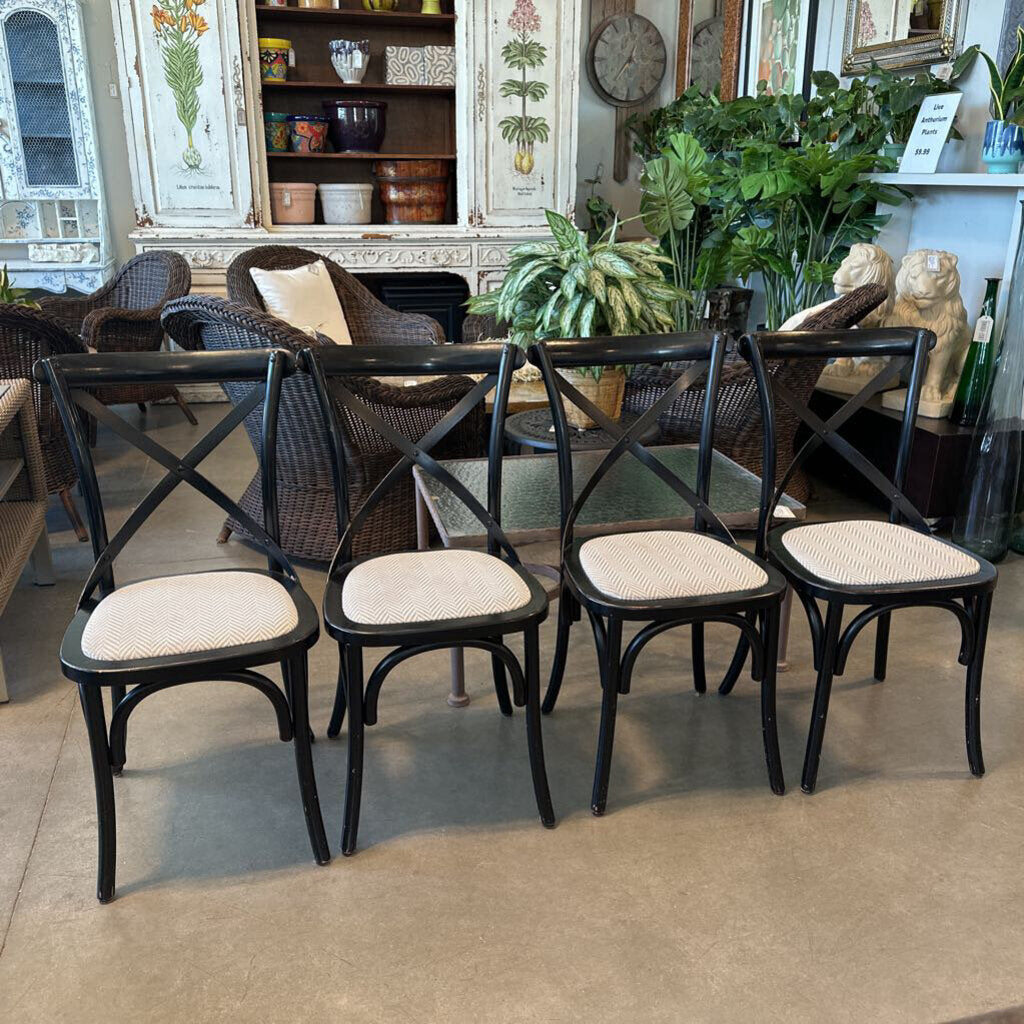 Black Parisian Style Dining Chairs- Set of 4 - 17.5X20X36H