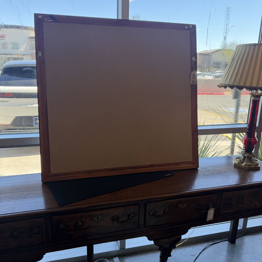 Square Beveled Mirror W/ Wood Frame- 39.5X42