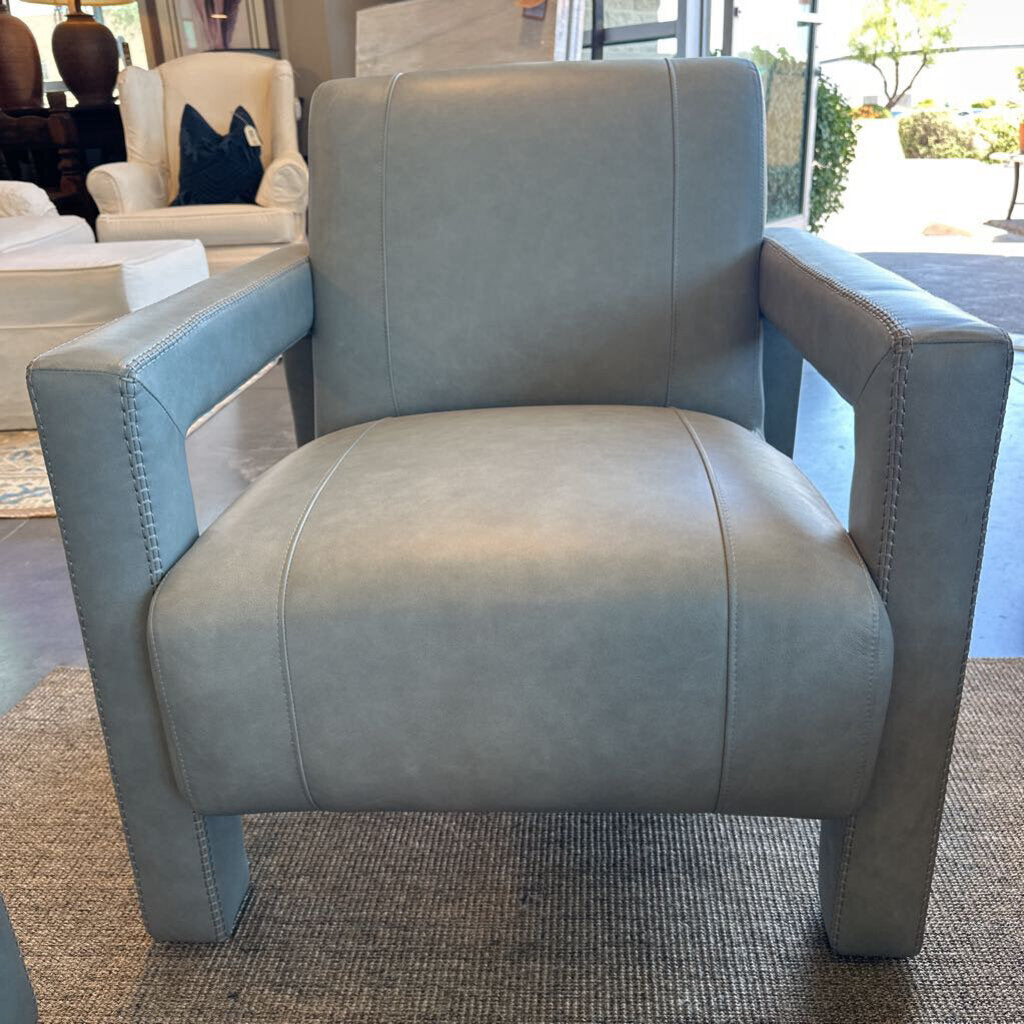 Hooker Covette Amani Blue Leather Chair- Pair - 32.5X34.5X32.5H
