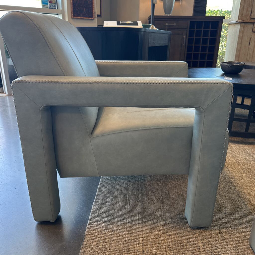 Hooker Covette Amani Blue Leather Chair- Pair - 32.5X34.5X32.5H