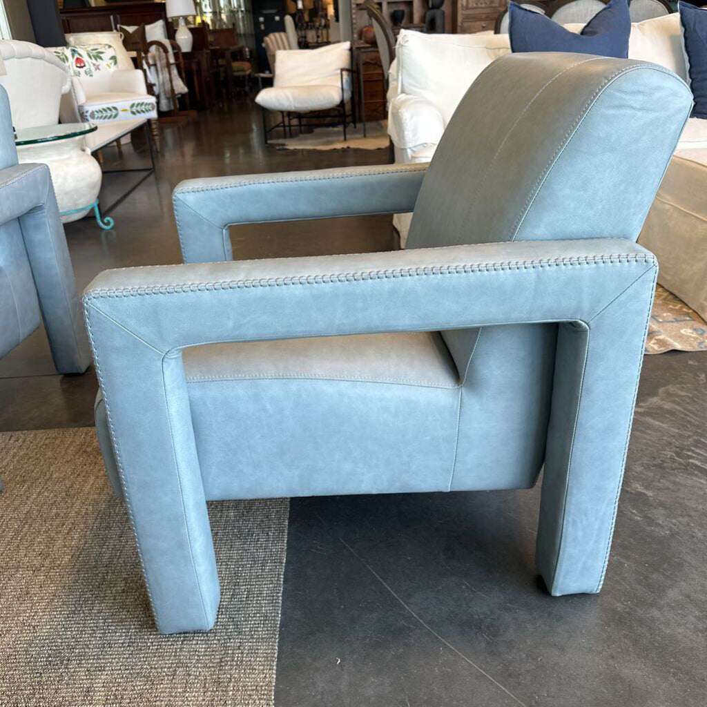 Hooker Covette Amani Blue Leather Chair- Pair - 32.5X34.5X32.5H