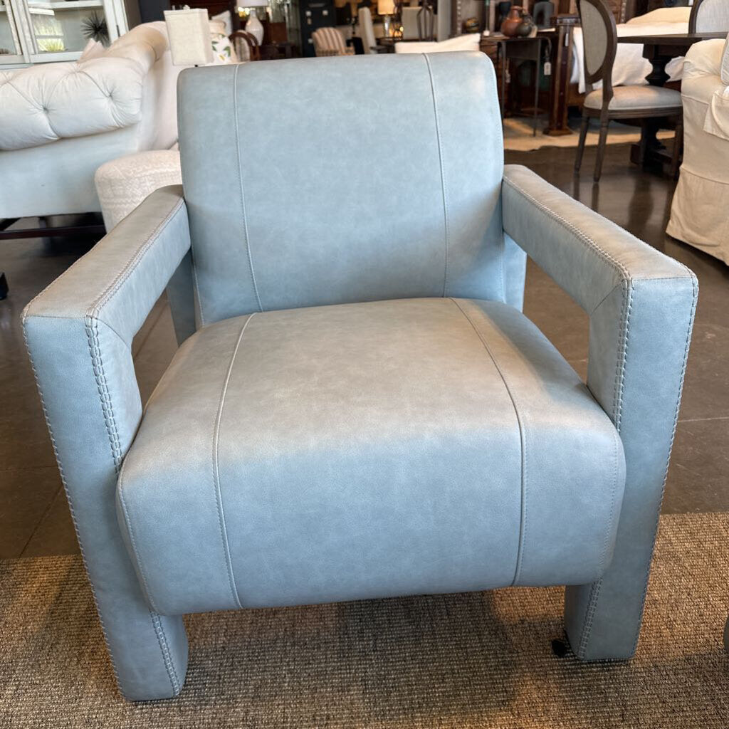 Hooker Covette Amani Blue Leather Chair- Pair - 32.5X34.5X32.5H