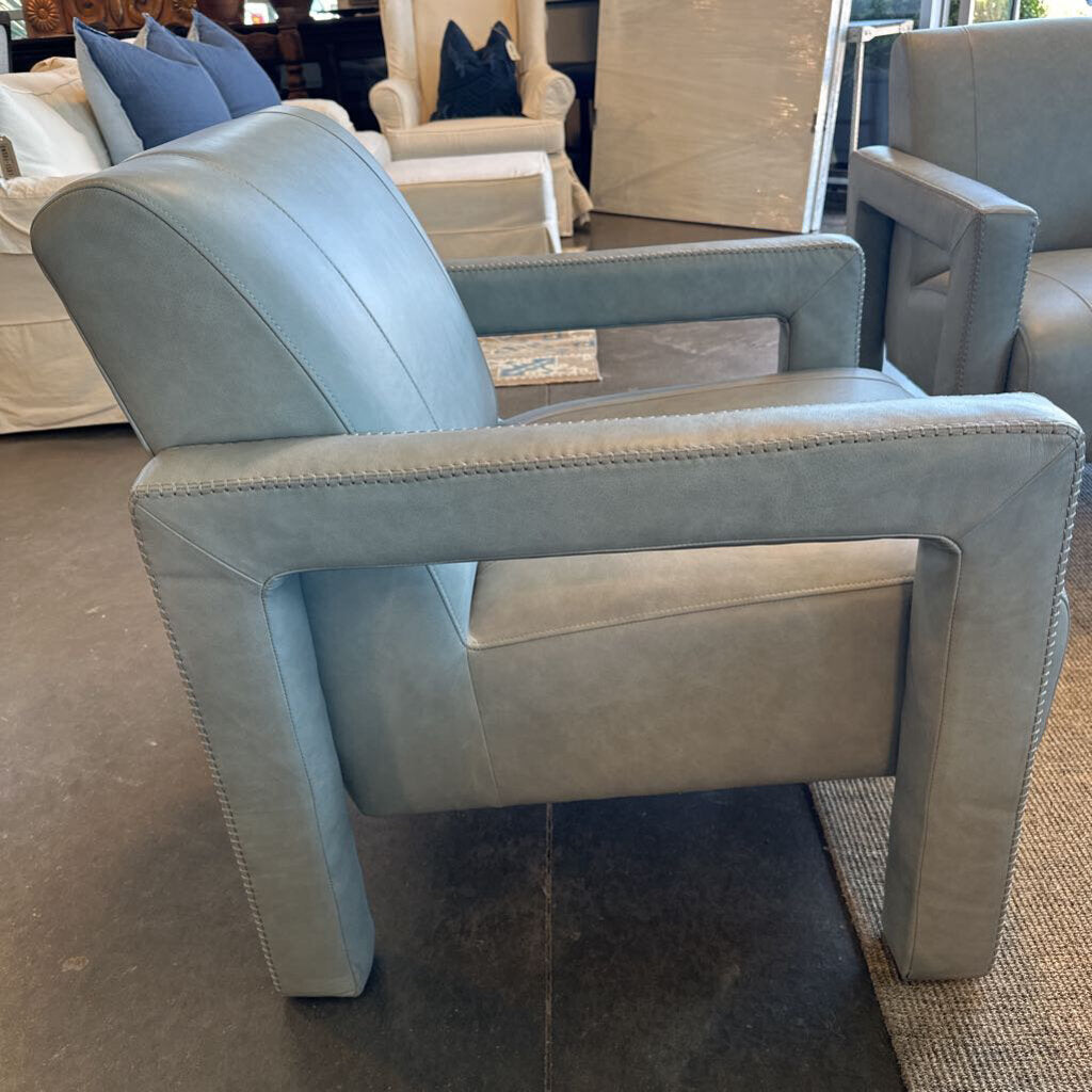 Hooker Covette Amani Blue Leather Chair- Pair - 32.5X34.5X32.5H