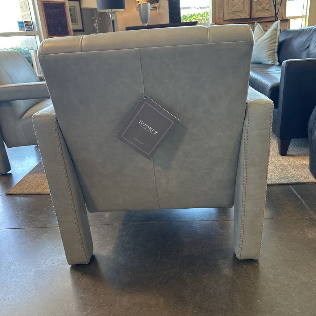 Hooker Covette Amani Blue Leather Chair- Pair - 32.5X34.5X32.5H
