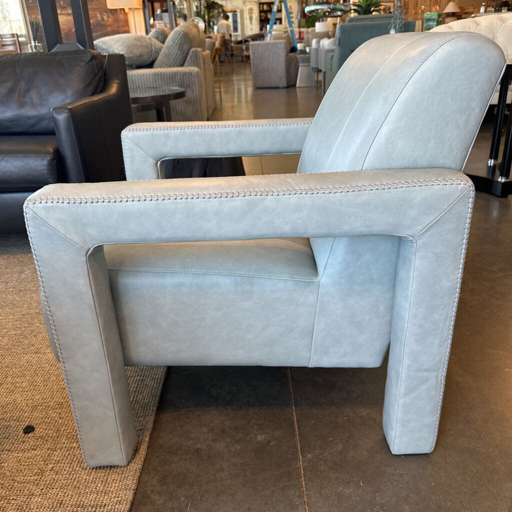Hooker Covette Amani Blue Leather Chair- Pair - 32.5X34.5X32.5H