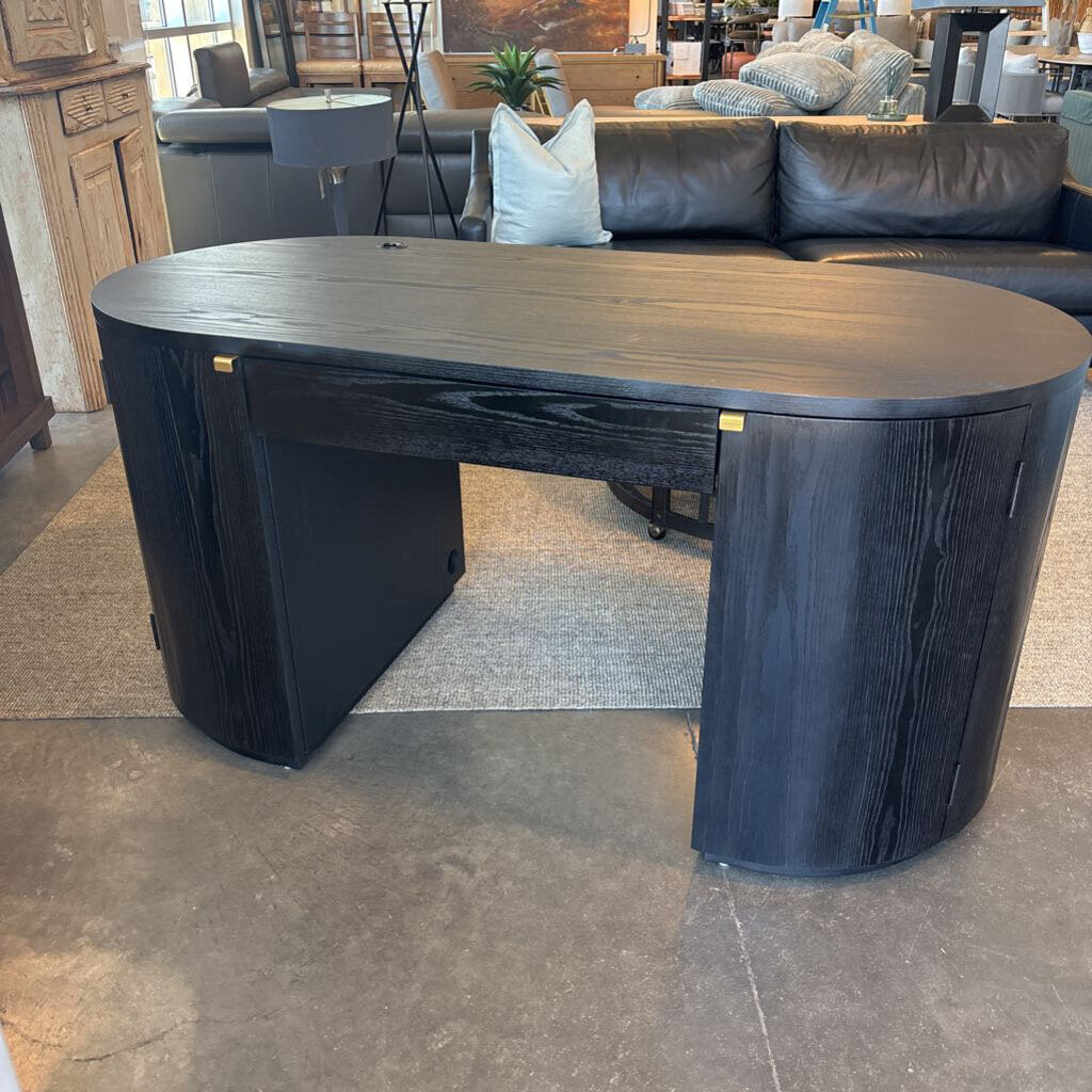 Marlow Black Wood Executive Desk - 64X30X32H - AS IS
