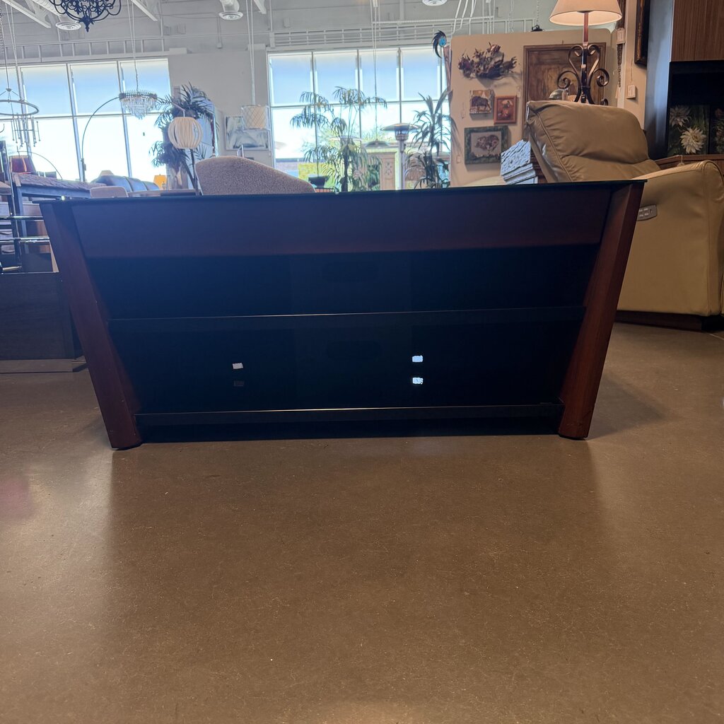 Wood & Smoked Glass TV Stand- 48X18X21H