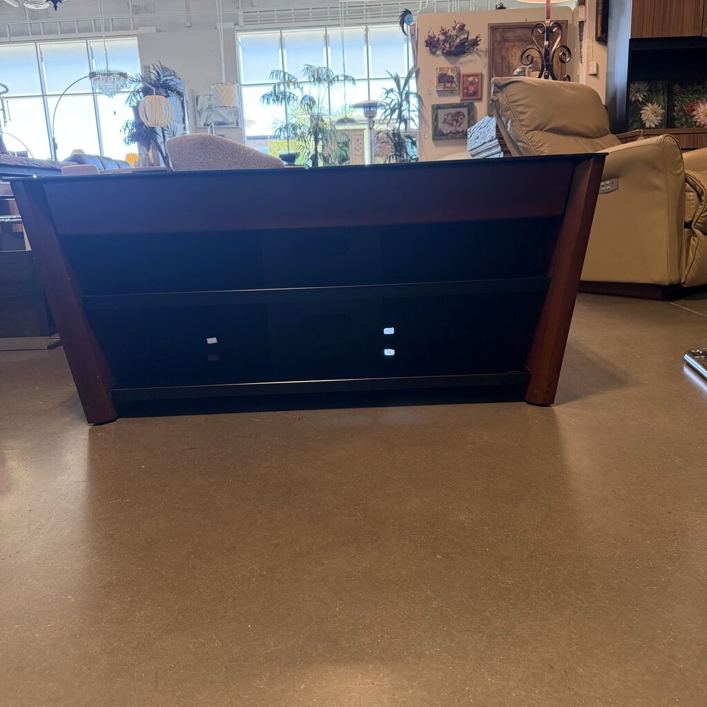 Wood & Smoked Glass TV Stand- 48X18X21H
