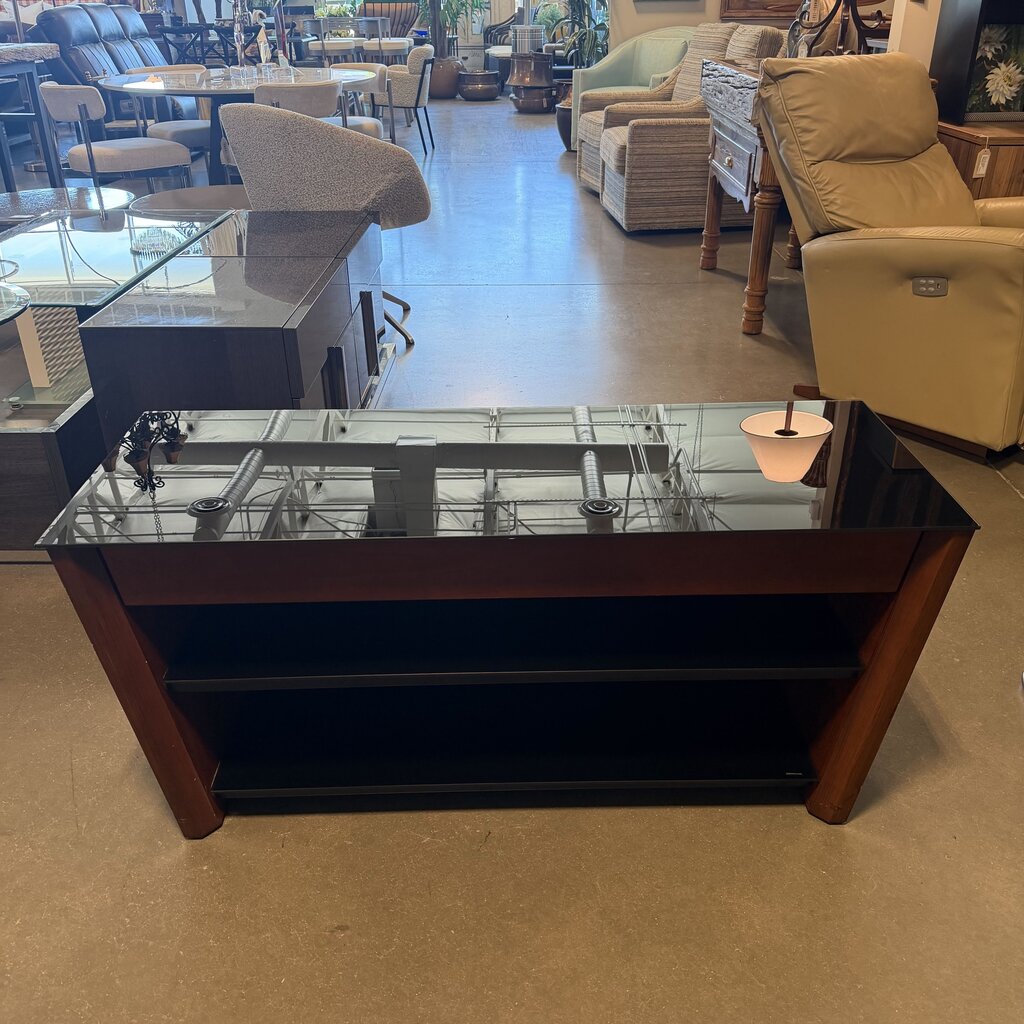Wood & Smoked Glass TV Stand- 48X18X21H