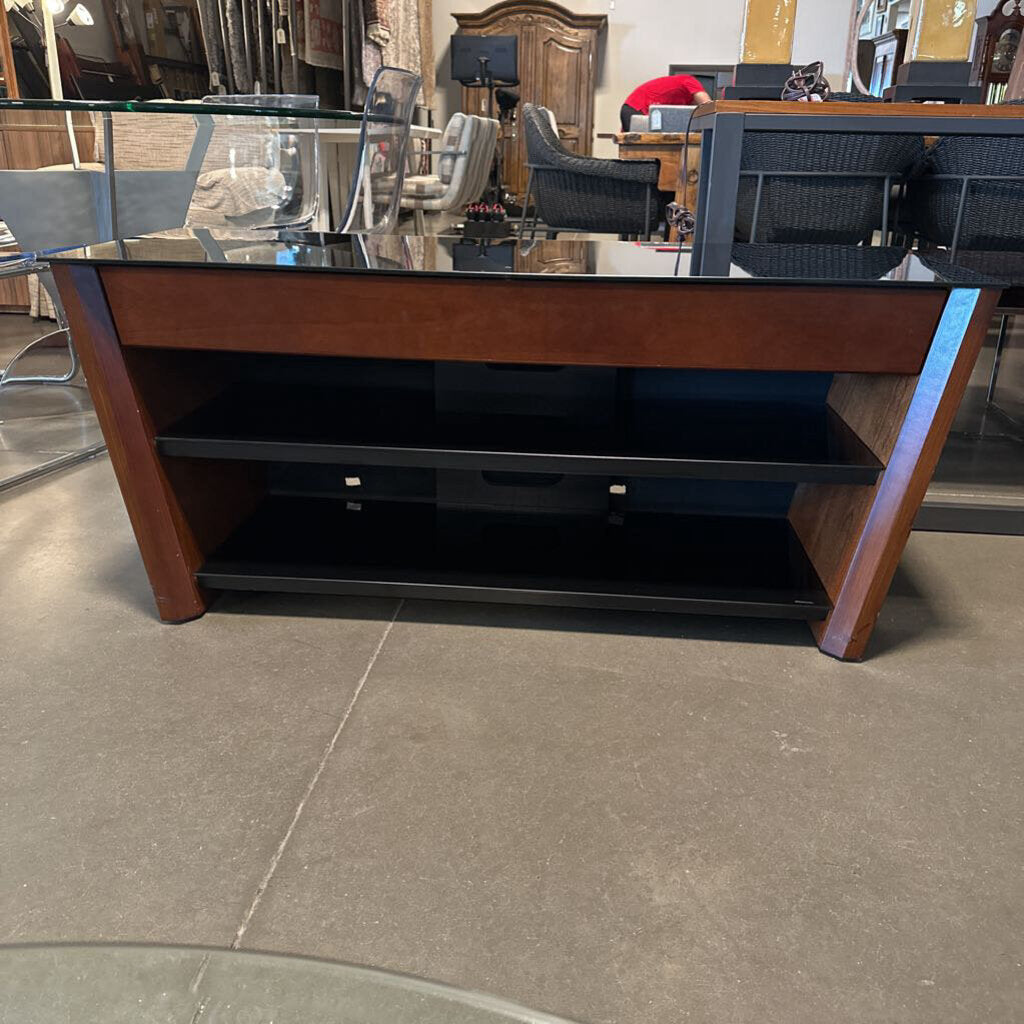 Wood & Smoked Glass TV Stand- 48X18X21H