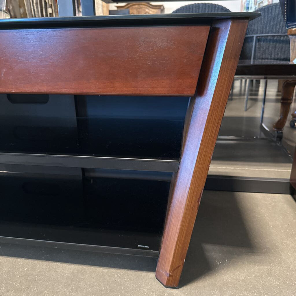 Wood & Smoked Glass TV Stand- 48X18X21H