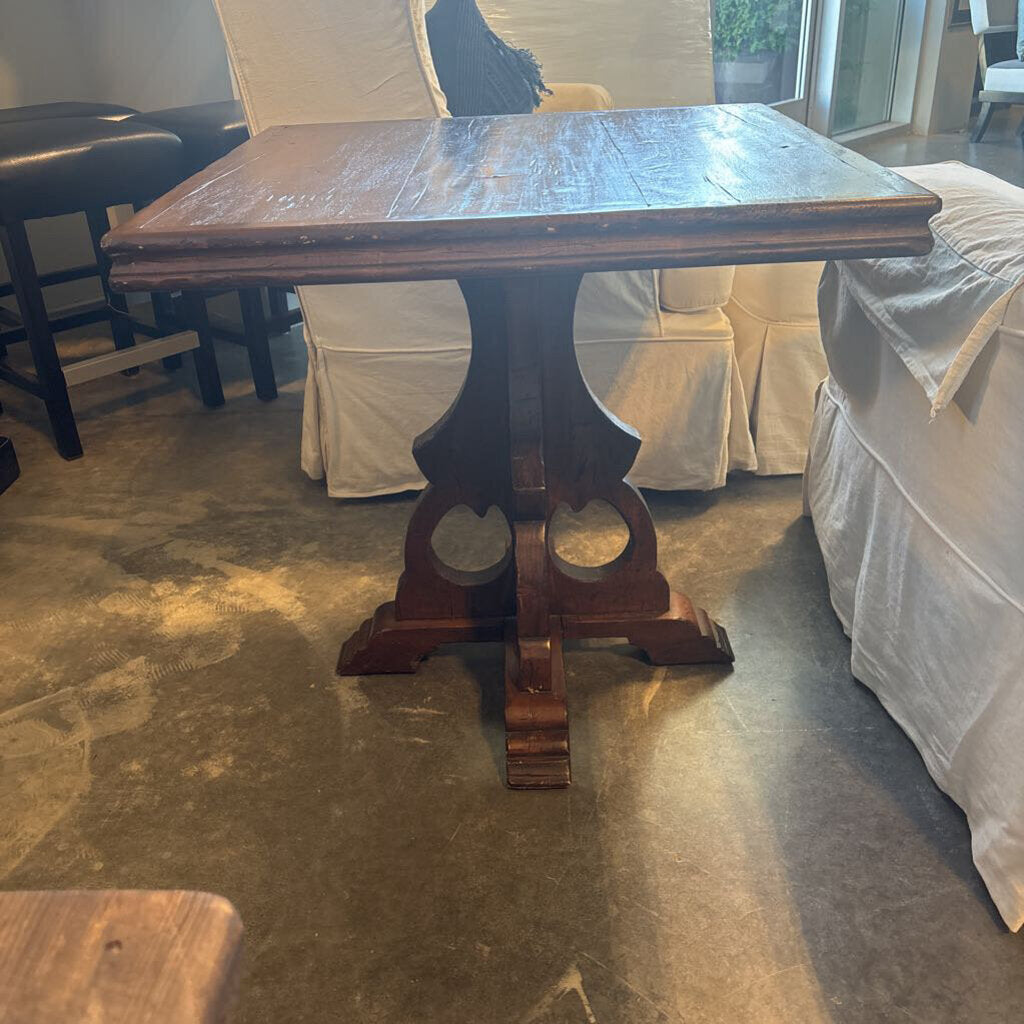 Antique Square Side Table W/Scrolled Legs - 27.5X27H
