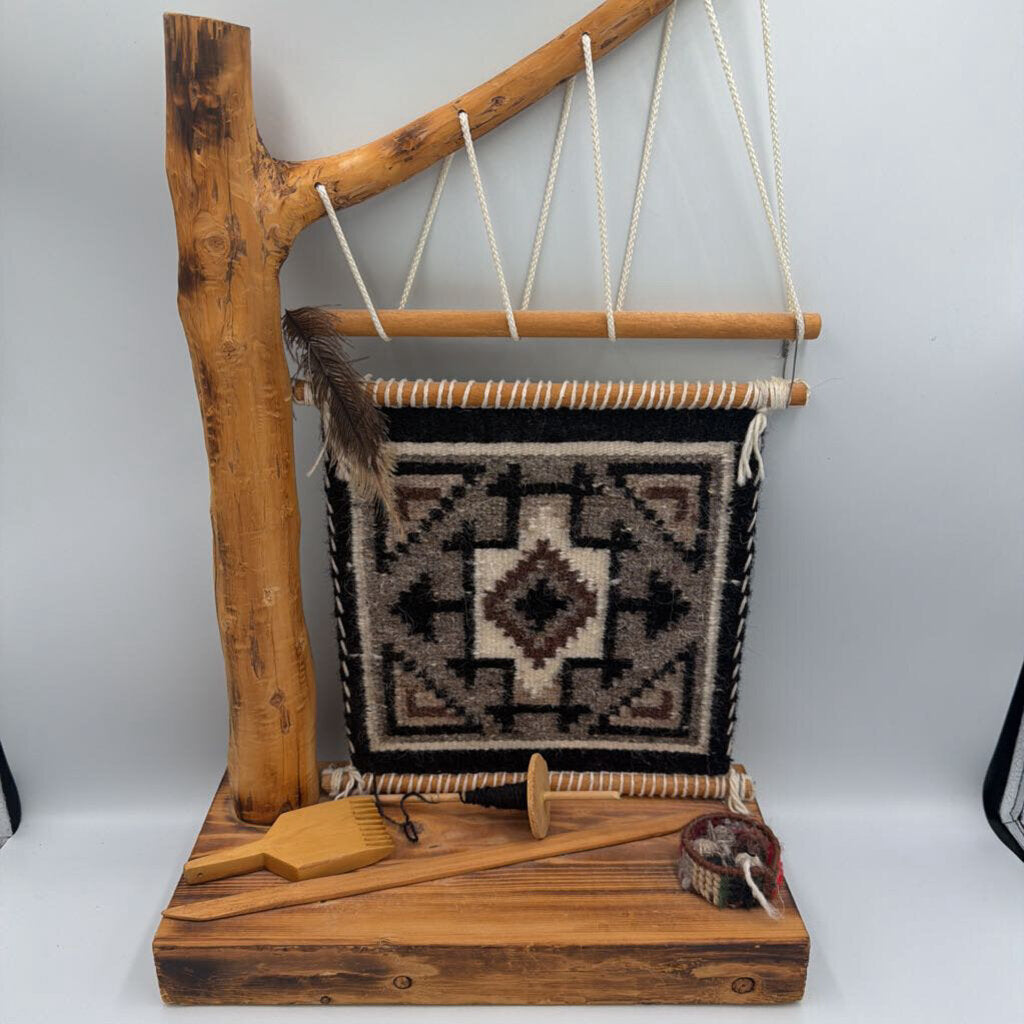 Navajo Mini Loom W/ Woven Rug By Veronica Begay -