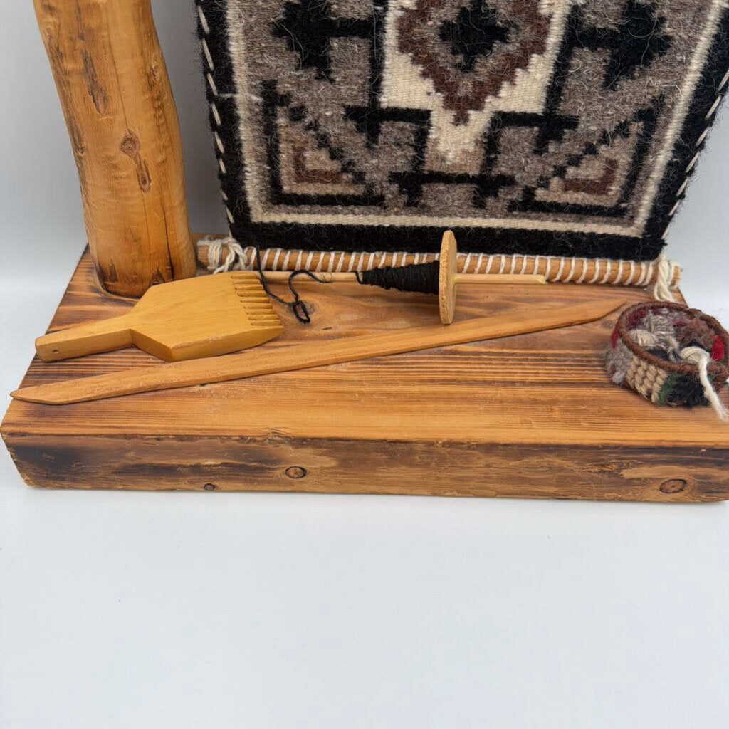 Navajo Mini Loom W/ Woven Rug By Veronica Begay -