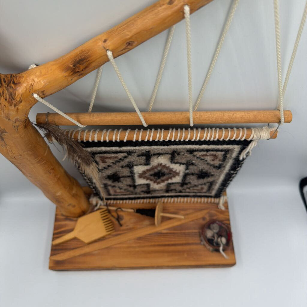 Navajo Mini Loom W/ Woven Rug By Veronica Begay -