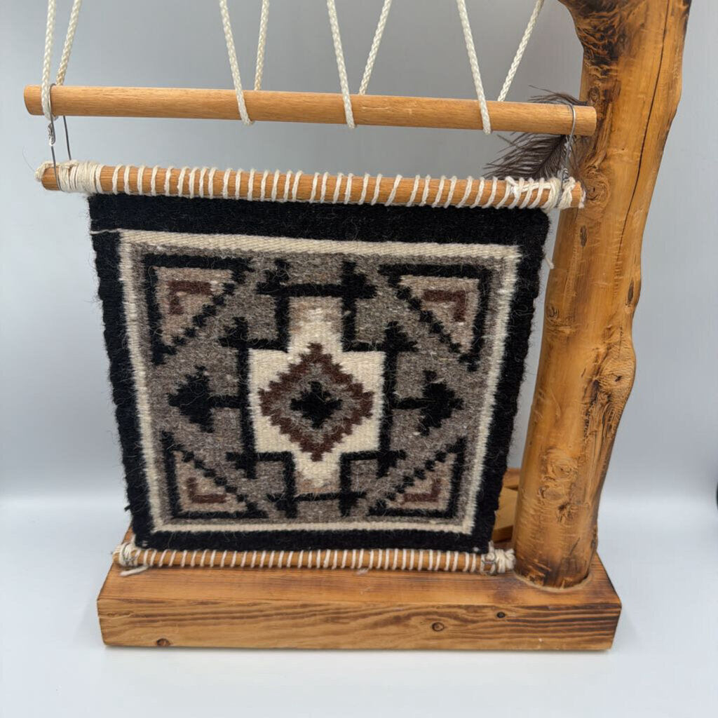 Navajo Mini Loom W/ Woven Rug By Veronica Begay -
