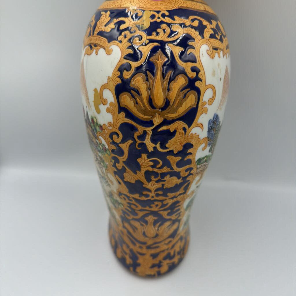 Vintage Chinoiserie Ginger Jar W/ Lid- 9X5X17- AS IS