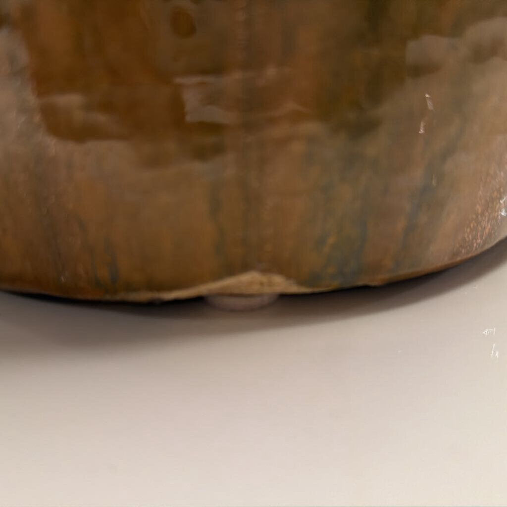 Glazed Red & Tan Pot- 14X14X17.5H- AS IS