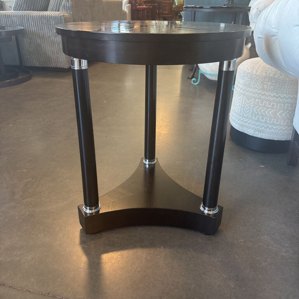 Ebonized French Gueridan Style Dark Wood End Table- 22X26.5H