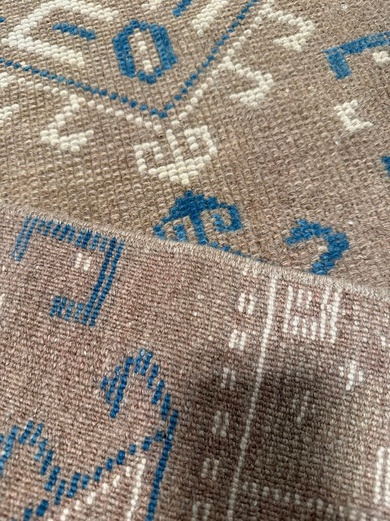 Turkish Oushak Tan & Blue Rug- 68X30