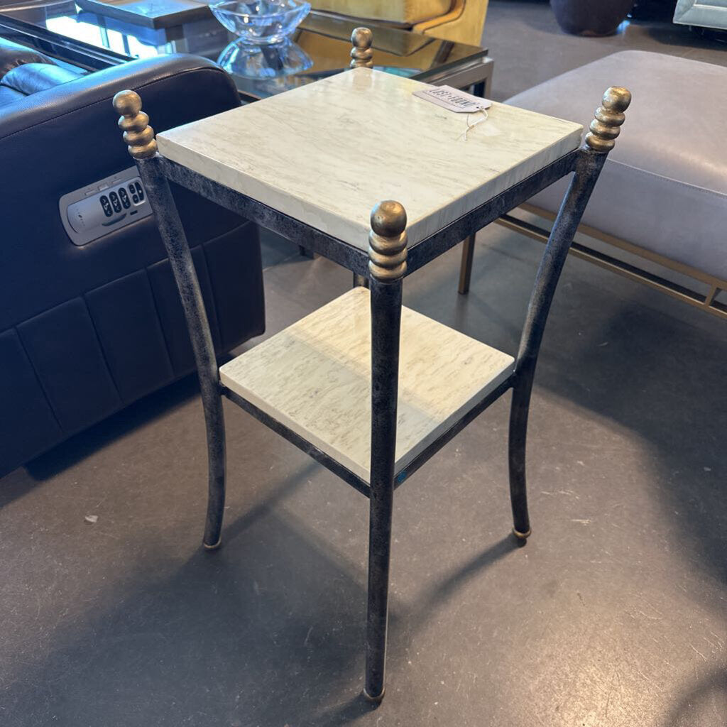 2 Tier Side Table W/ Faux Stone Tops-