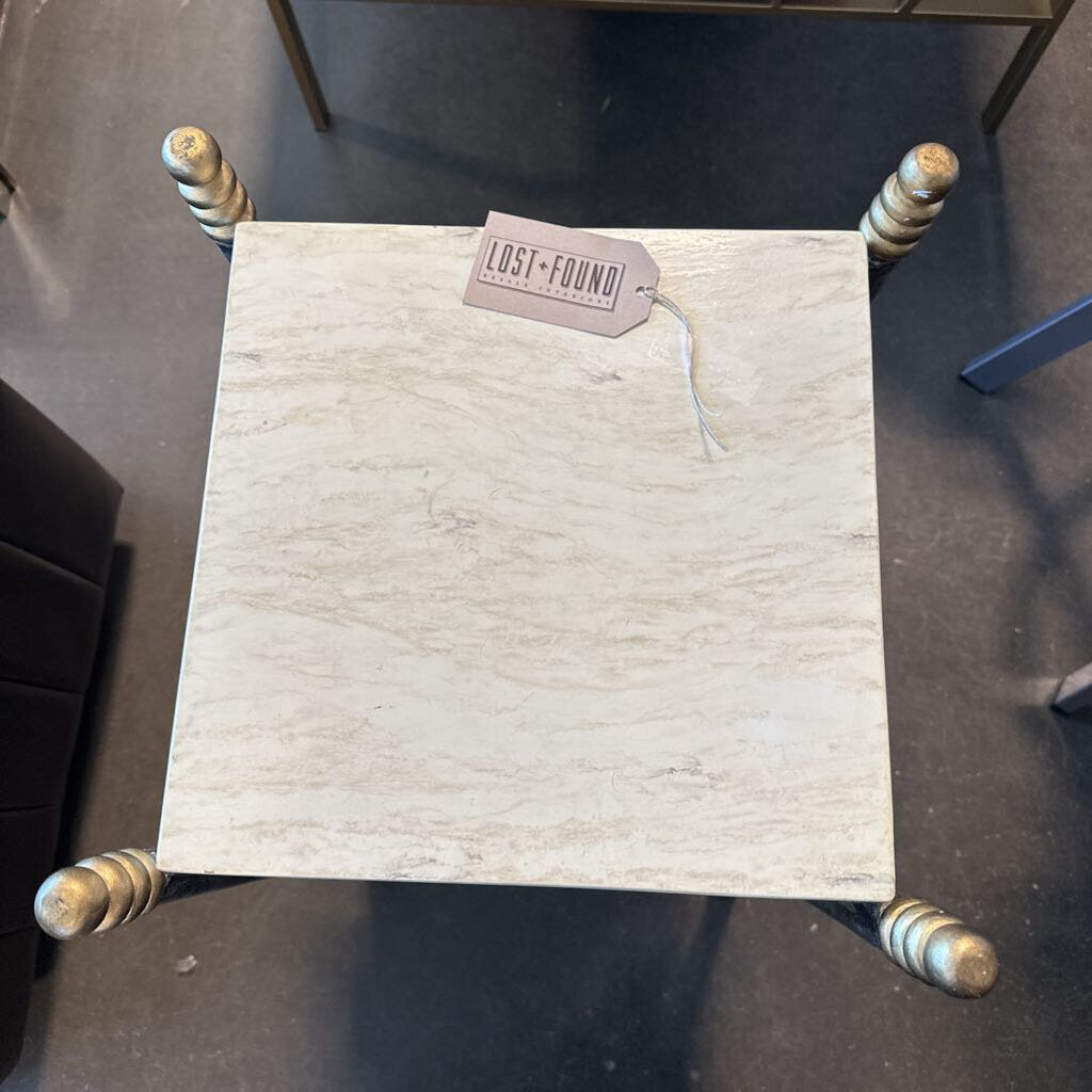 2 Tier Side Table W/ Faux Stone Tops-
