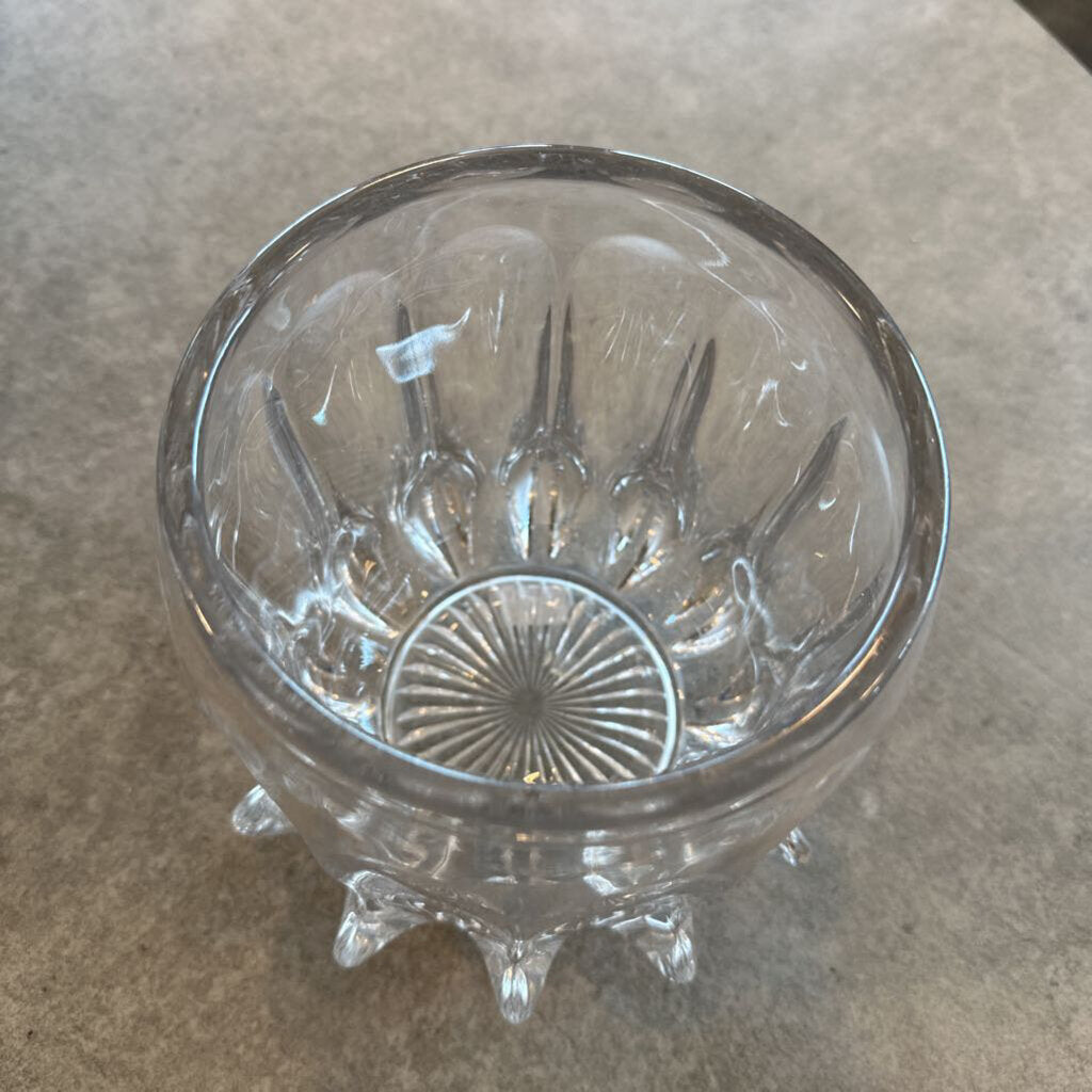 Vintage Pressed Glass Canister W/ Lid- 6X9H