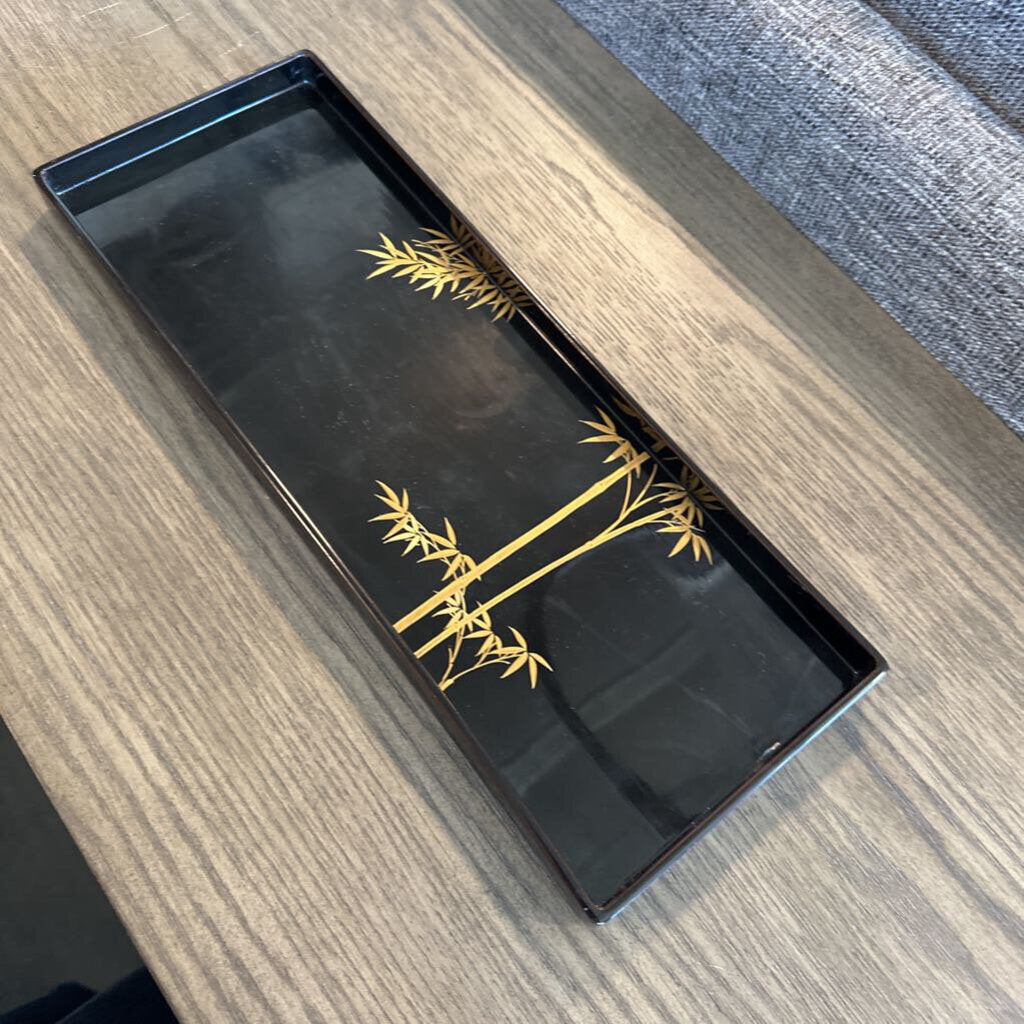 Vintage Japanese Black Lacquered Tray- 17X6X1