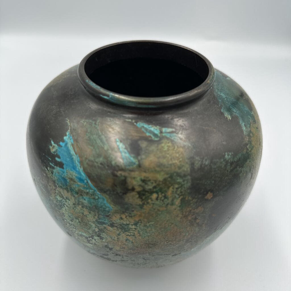 Antique Japanese Patina Bronze Vase- 5.75X5.75