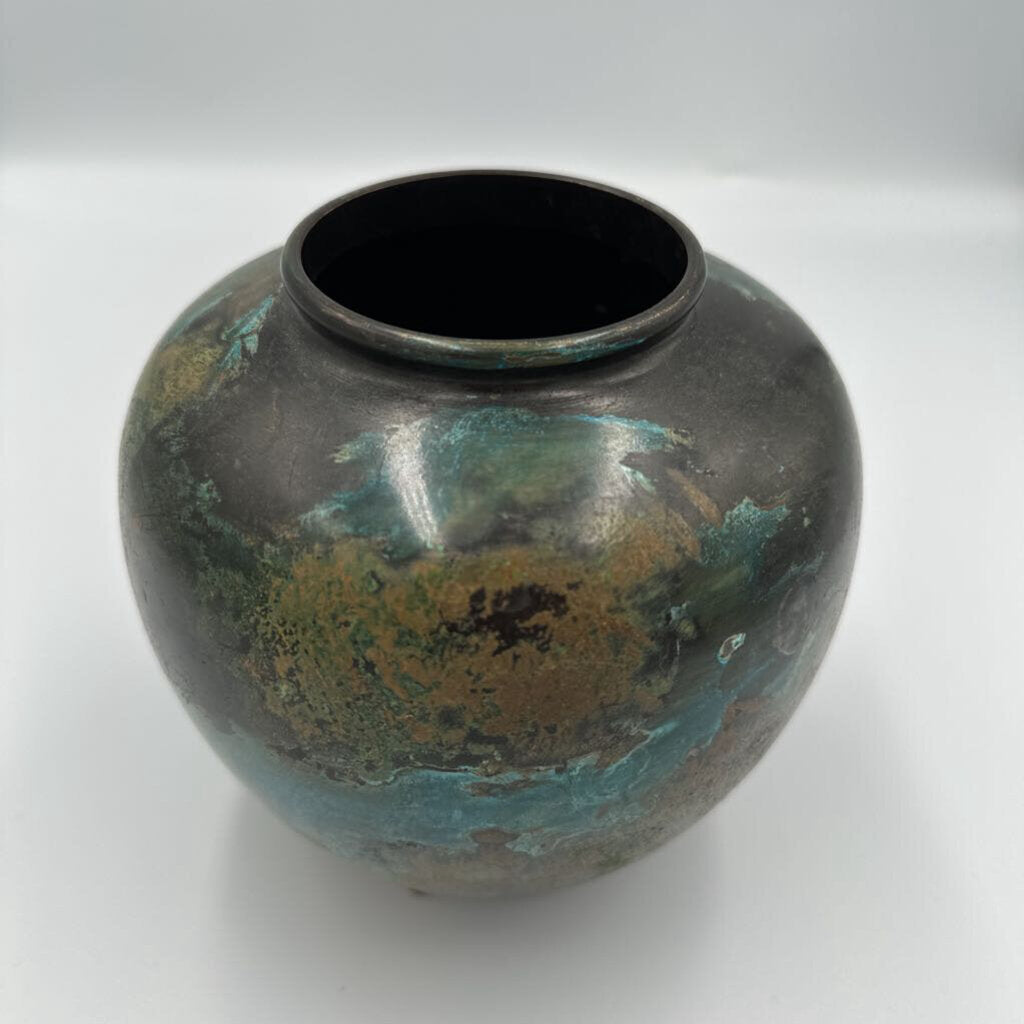 Antique Japanese Patina Bronze Vase- 5.75X5.75