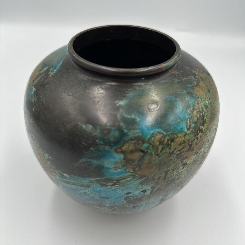Antique Japanese Patina Bronze Vase- 5.75X5.75