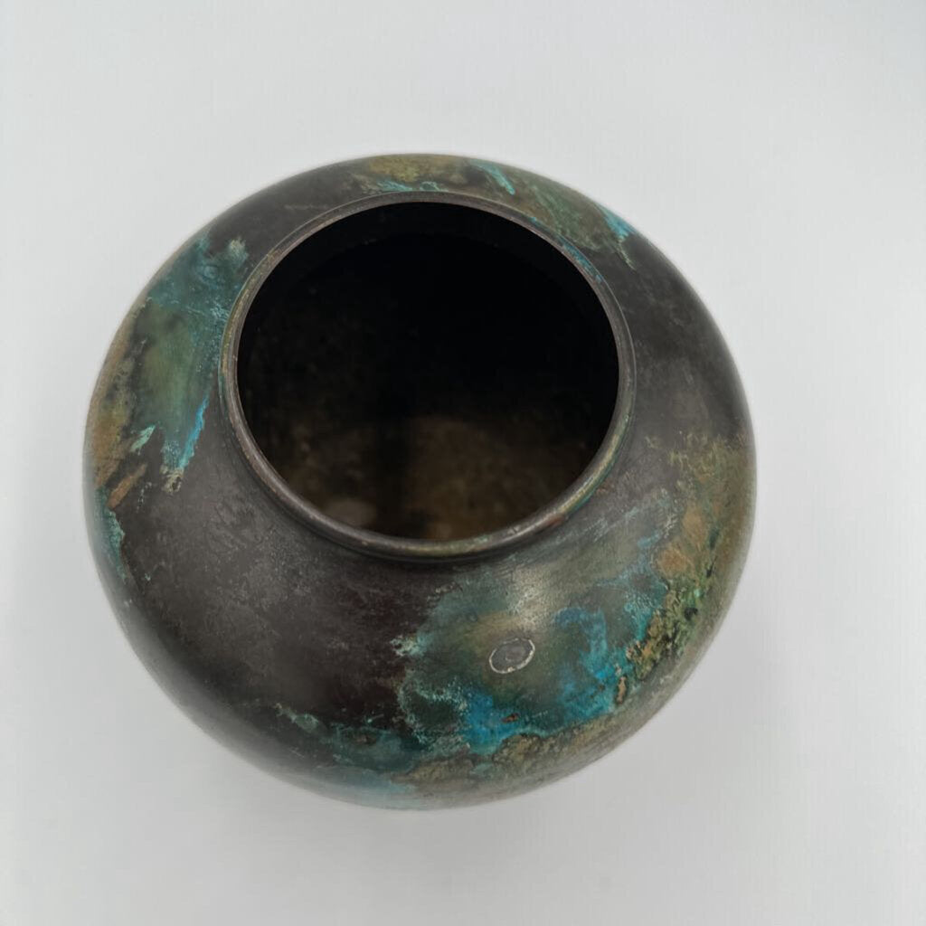 Antique Japanese Patina Bronze Vase- 5.75X5.75