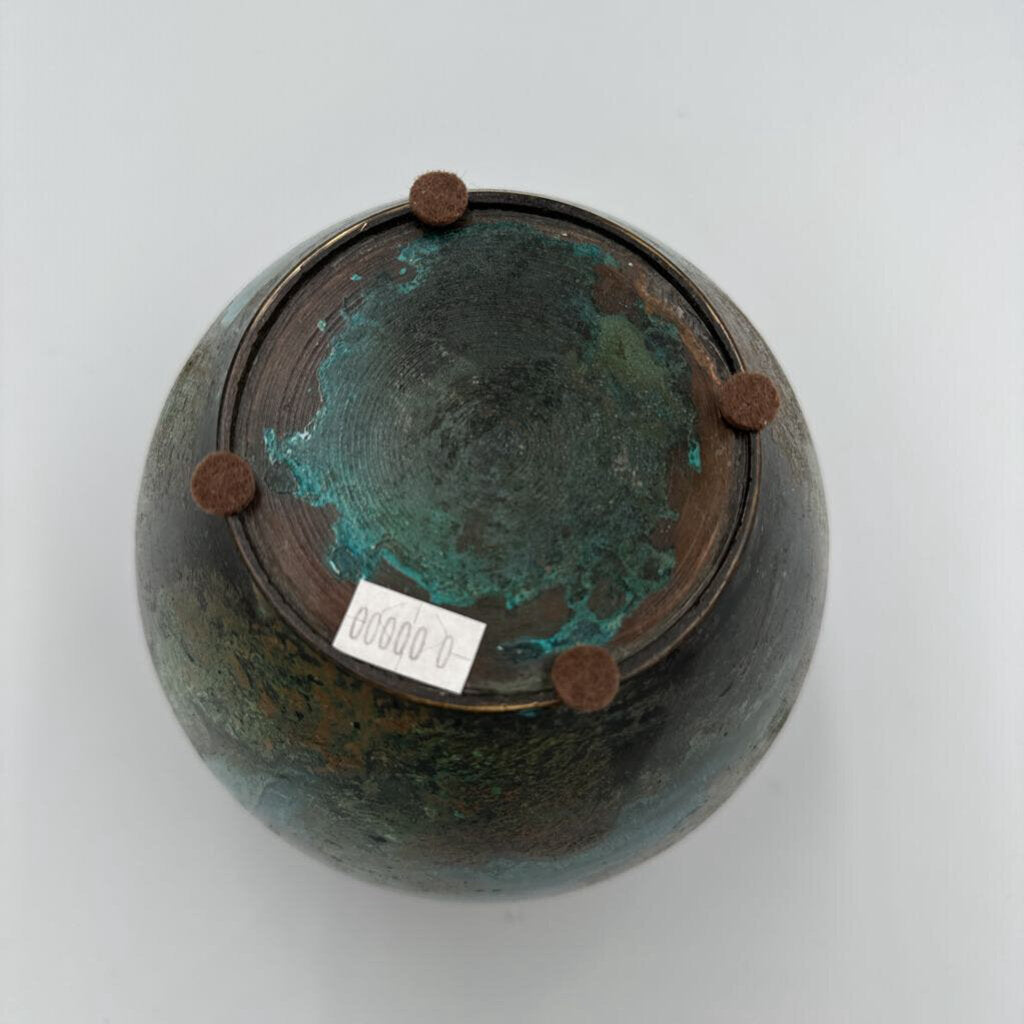 Antique Japanese Patina Bronze Vase- 5.75X5.75