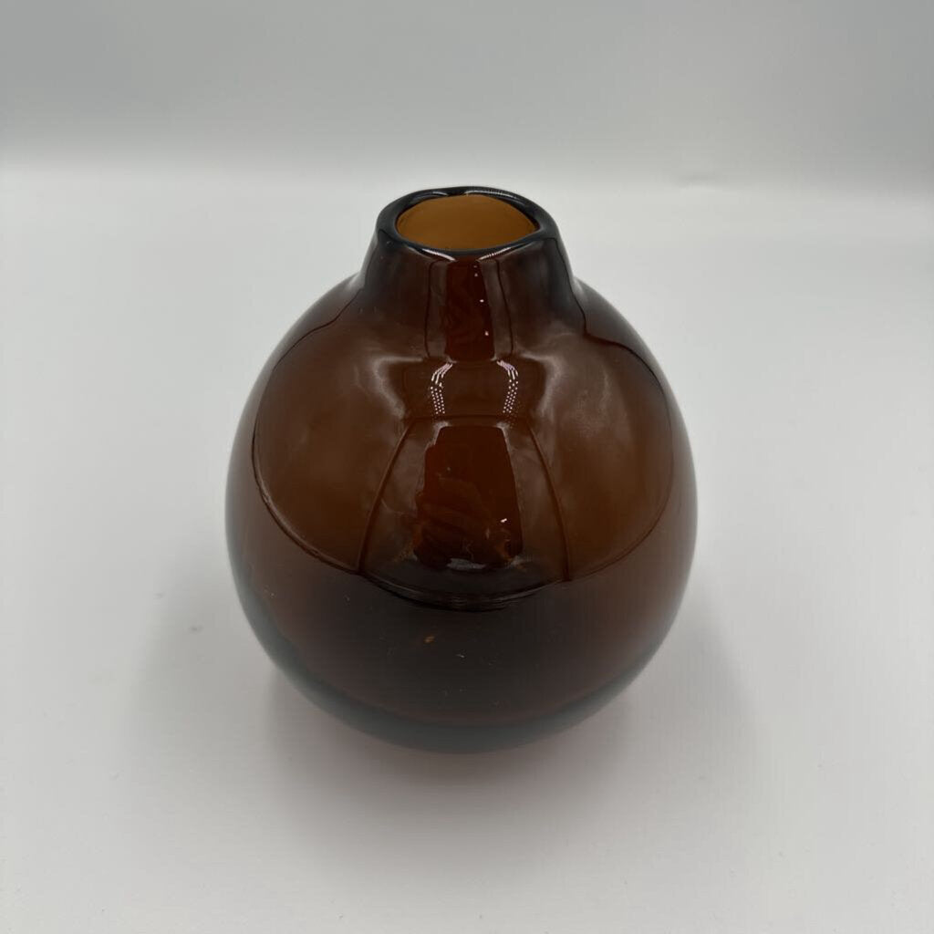 West Elm Brown Glass Vase- 4X5H