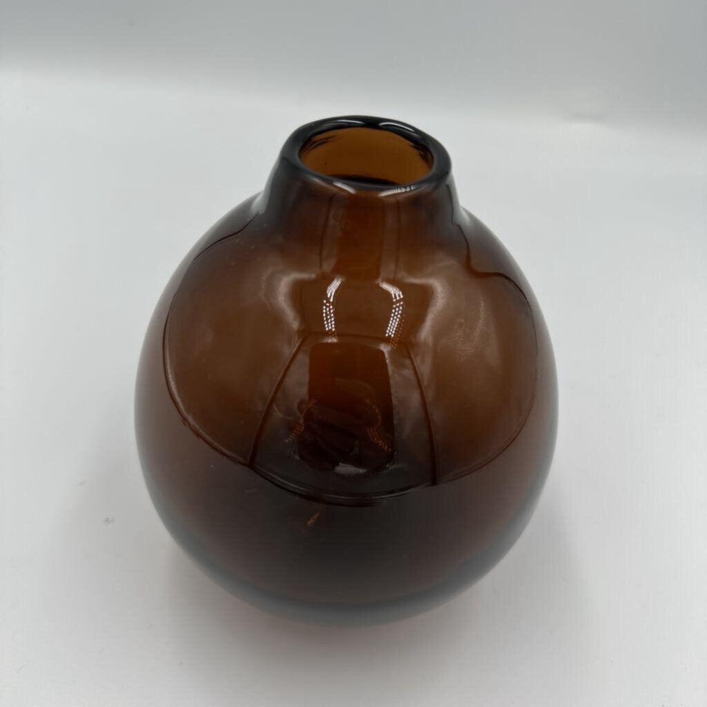 West Elm Brown Glass Vase- 4X5H