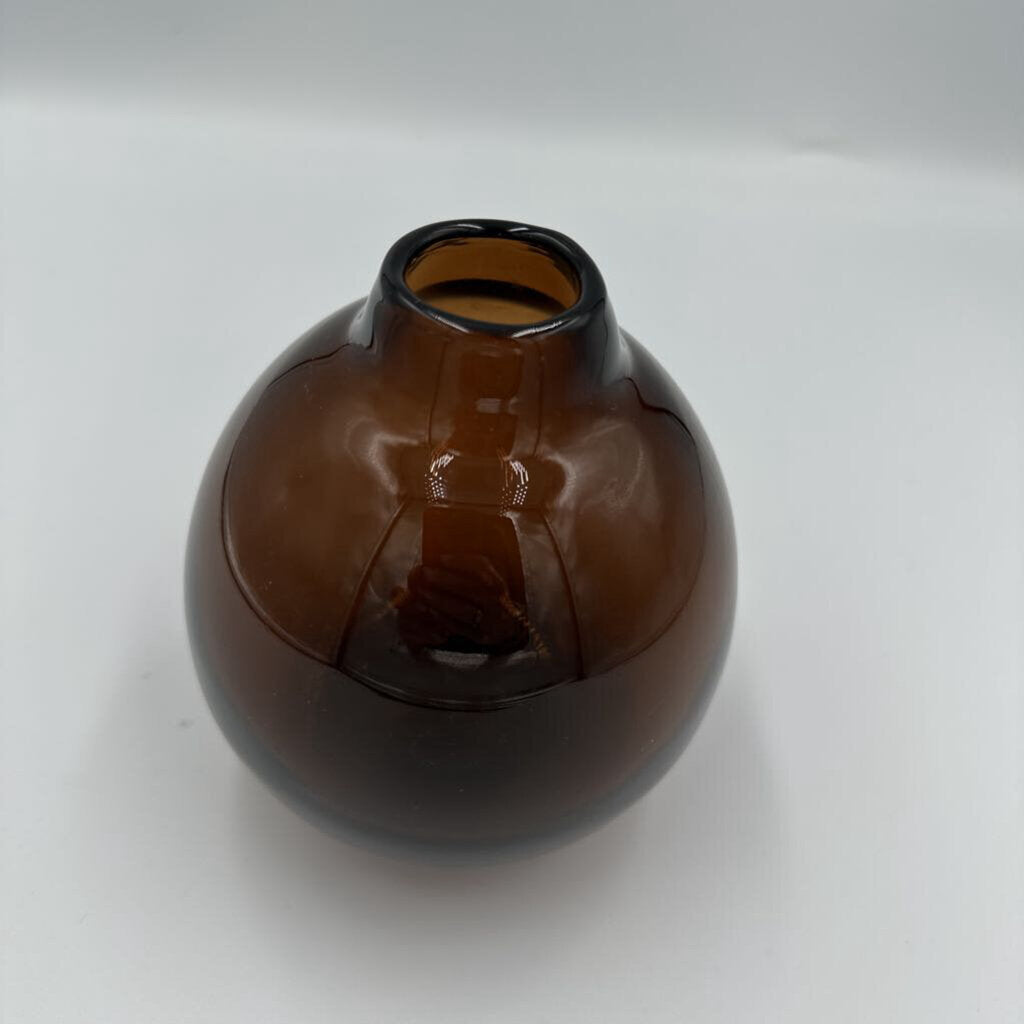 West Elm Brown Glass Vase- 4X5H
