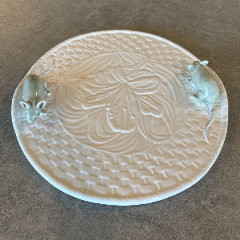 Bordallo Pinheiro Portugal Round Cheese Tray W/ Mice- 12.5X2H