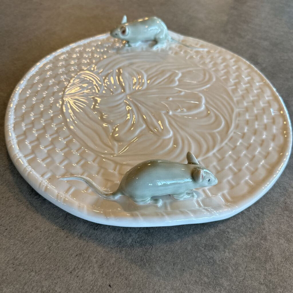 Bordallo Pinheiro Portugal Round Cheese Tray W/ Mice- 12.5X2H