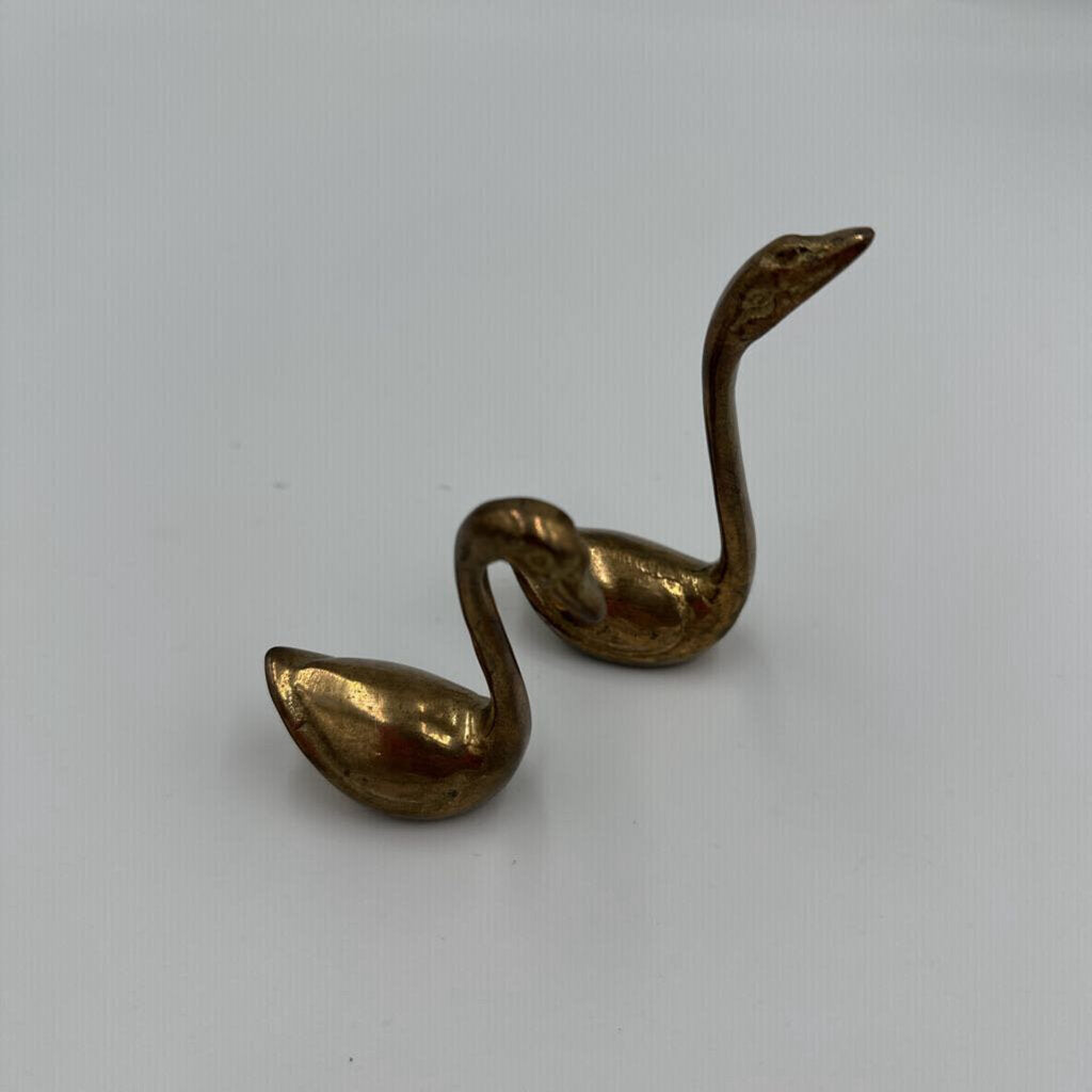 Vintage Solid Brass Swans- Pair- 2X1X3.5H