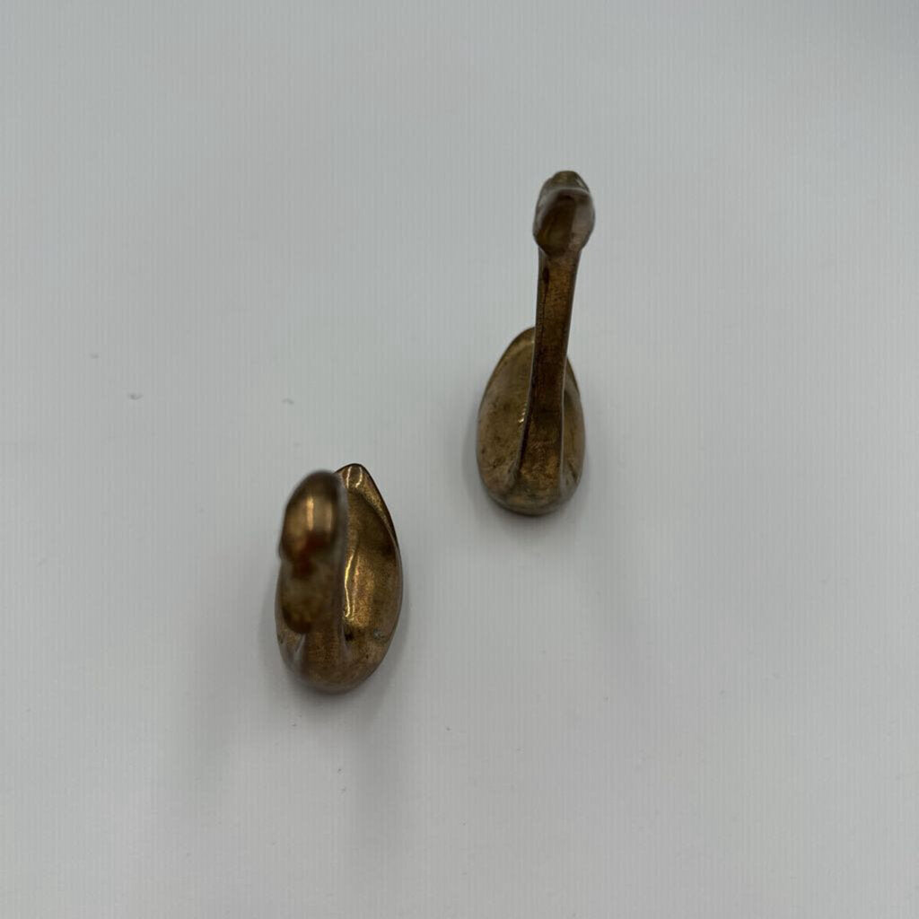 Vintage Solid Brass Swans- Pair- 2X1X3.5H
