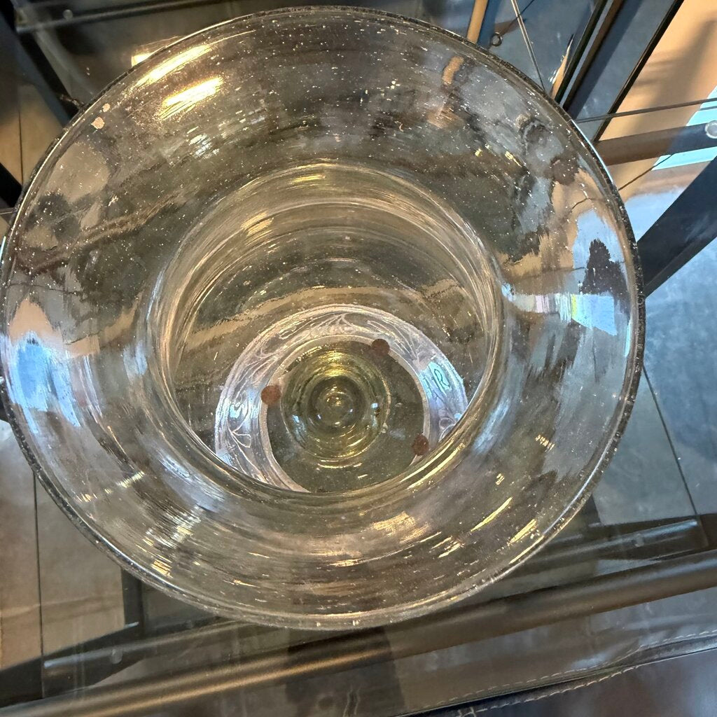 Glass Hurricane Lamp W/ Pewter Vase- 5.5X11H