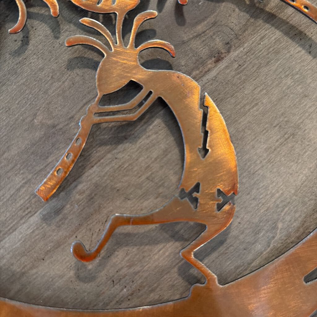 Kokopelli Copper Finish Round Wall Art - .5X18H