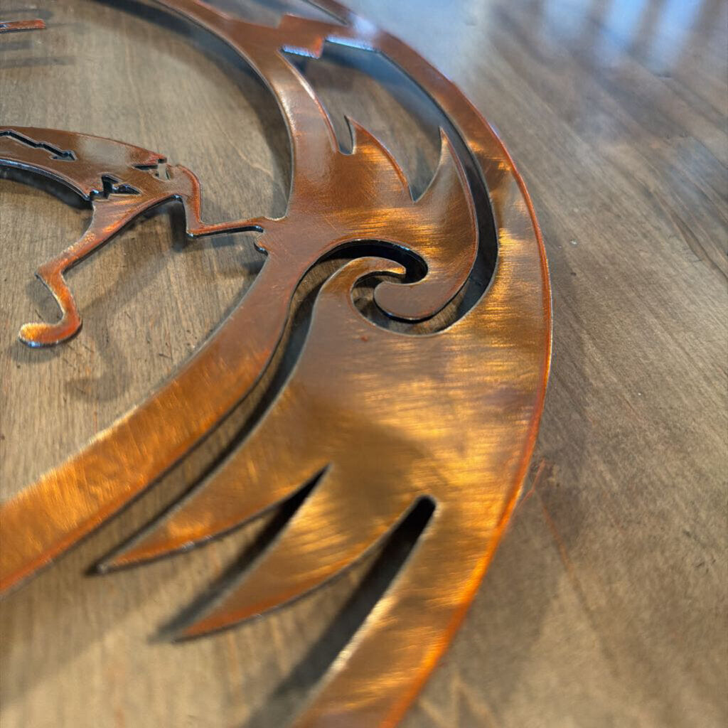 Kokopelli Copper Finish Round Wall Art - .5X18H