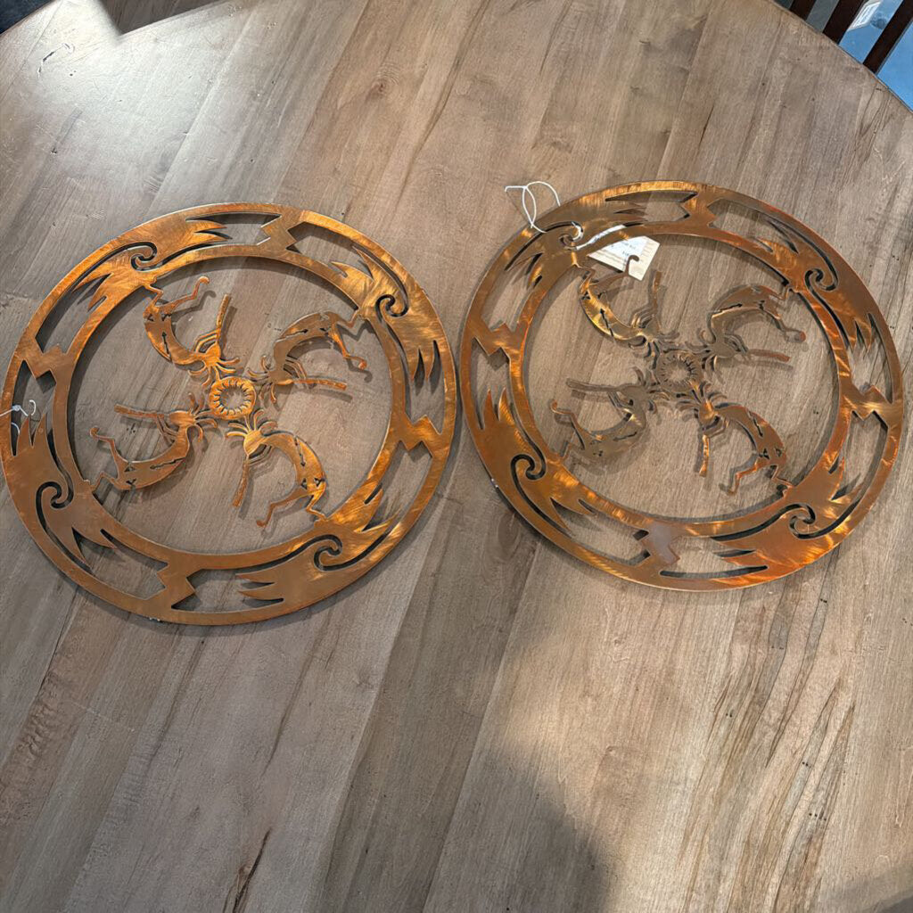 Kokopelli Copper Finish Round Wall Art - .5X18H