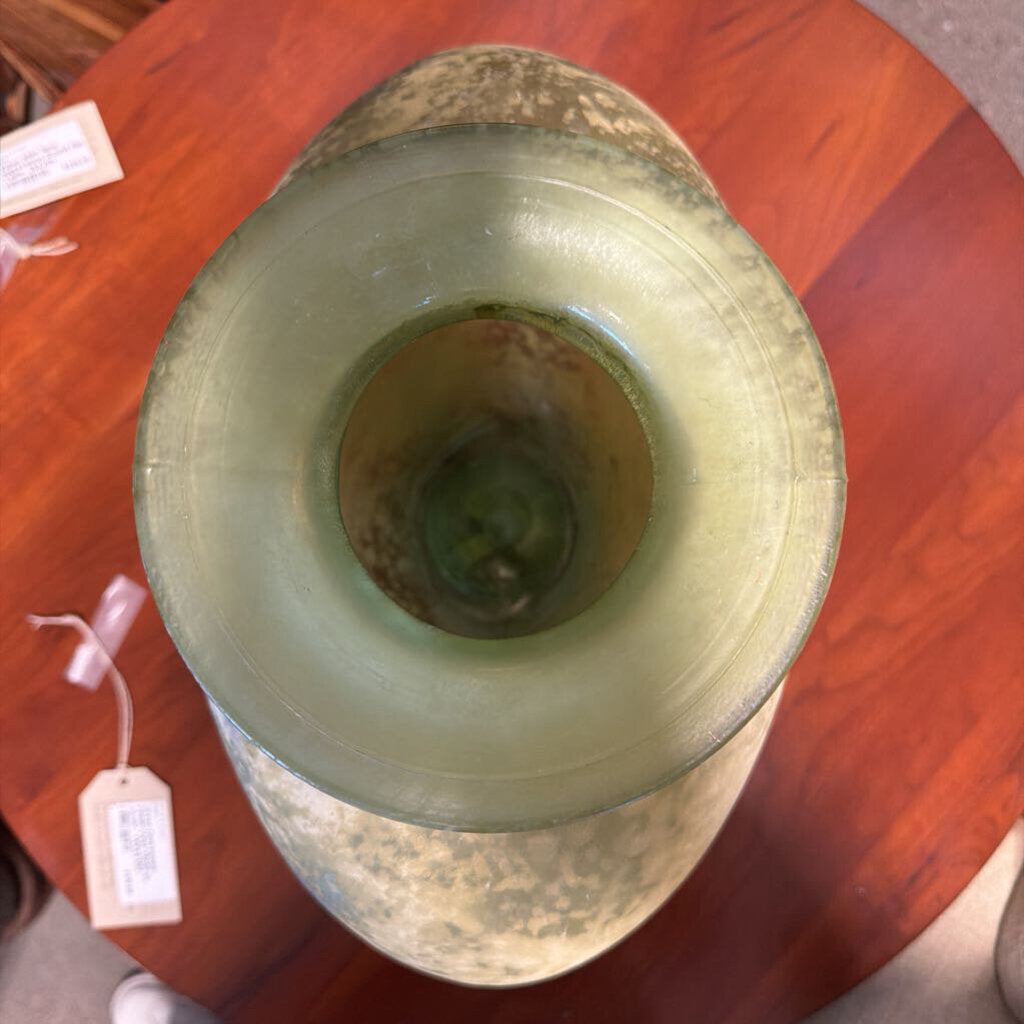 Green Distressed Finish Vase Made in Spain - 14X9X15H - AS IS
