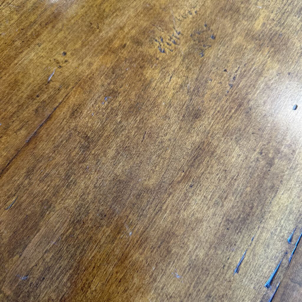 Vintage Wood & Wrought Iron Trestle Table - 54X20X30H