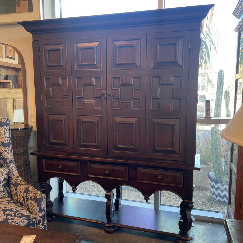 Vintage Spanish Style Mirrored Cabinet - 63X18X77H