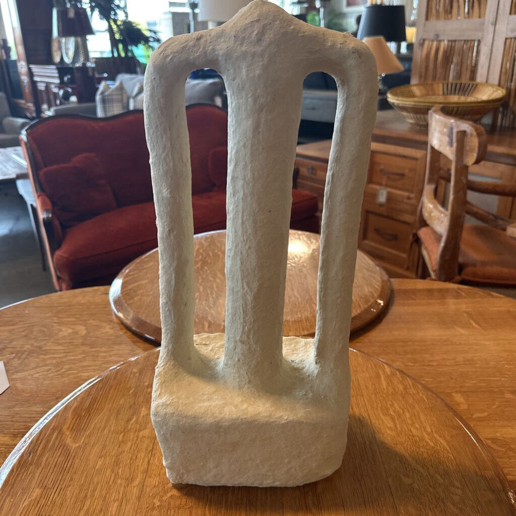 Cream Paper Mache 3 Column Sculpture - 8X6X17H